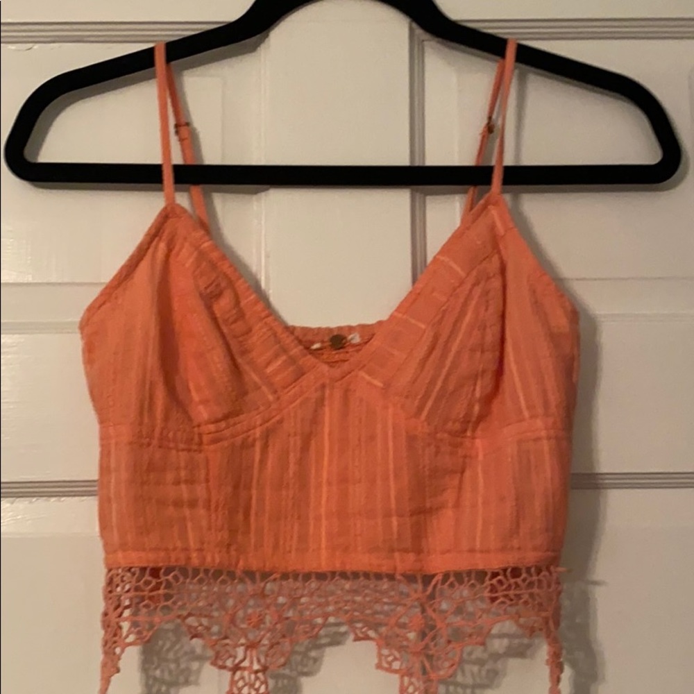 Orange crochet detail crop top